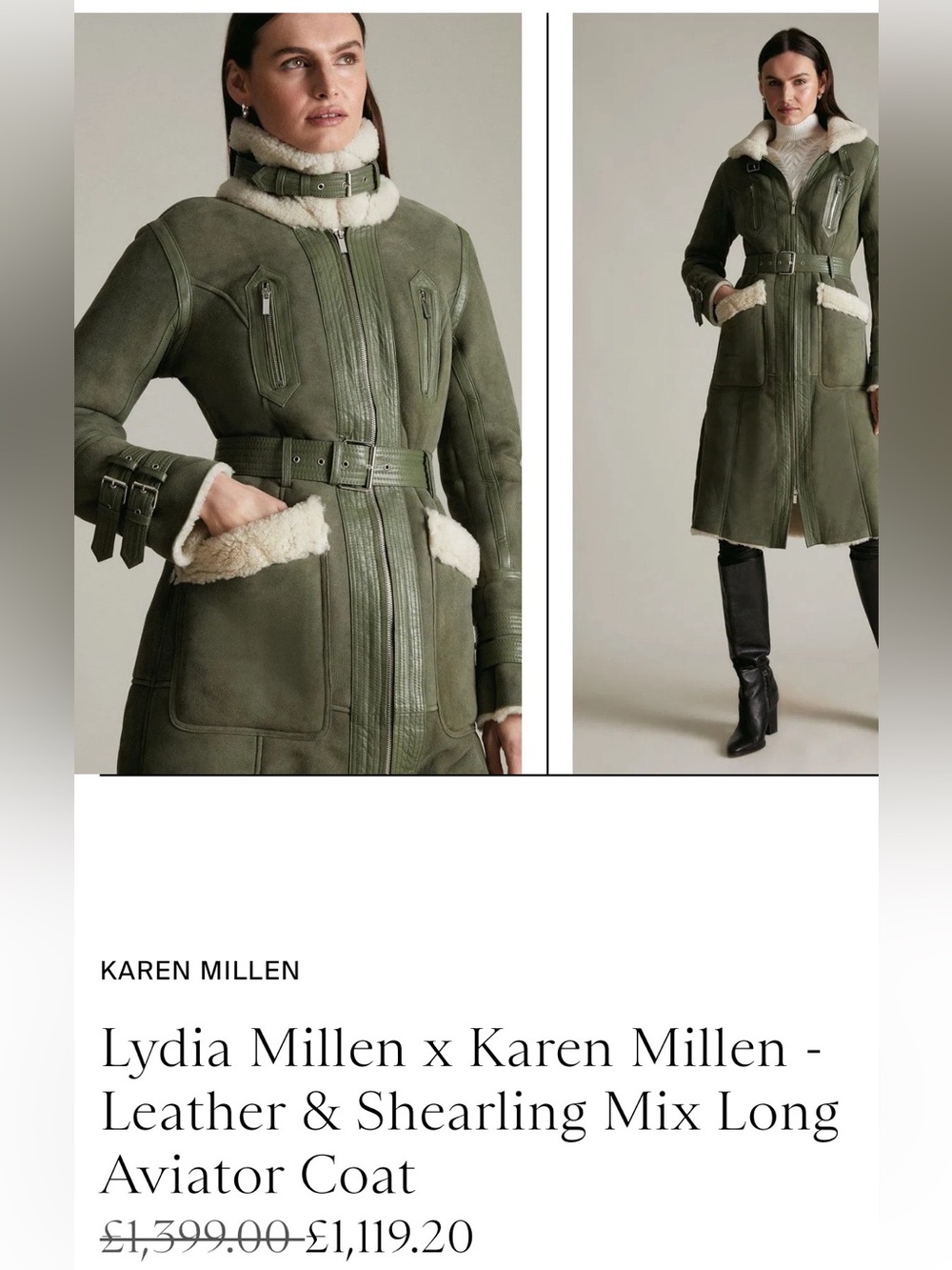 100% 🐑  Sheep Skin Winter Coat Karen Millen Size 6